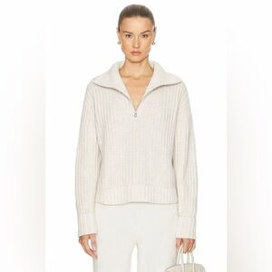 Athleta Gap Adler Half Zip Ribbed Knit Sweater Magnolia White Chunky Small